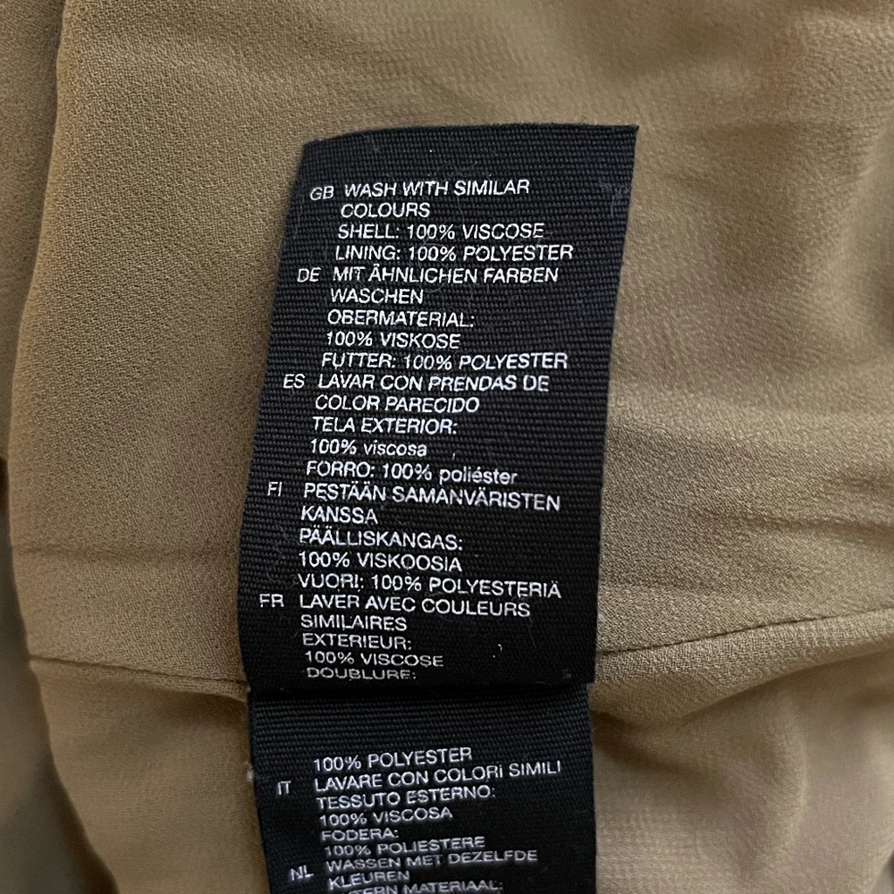 & OTHER STORIES | Khaki Olive Tiger Printed Flounce Mini Ruched Dress | Size 6 - Picture 12 of 12